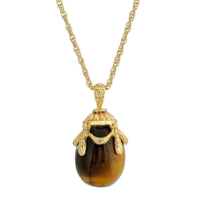 1928 Gold Tone Egg Pendant Necklace, Womens Brown Product Image