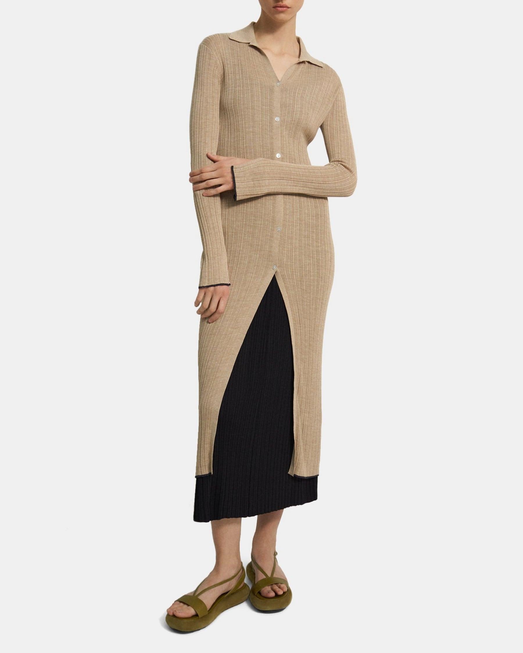 Long Ribbed Cardigan in Washable Silk Product Image