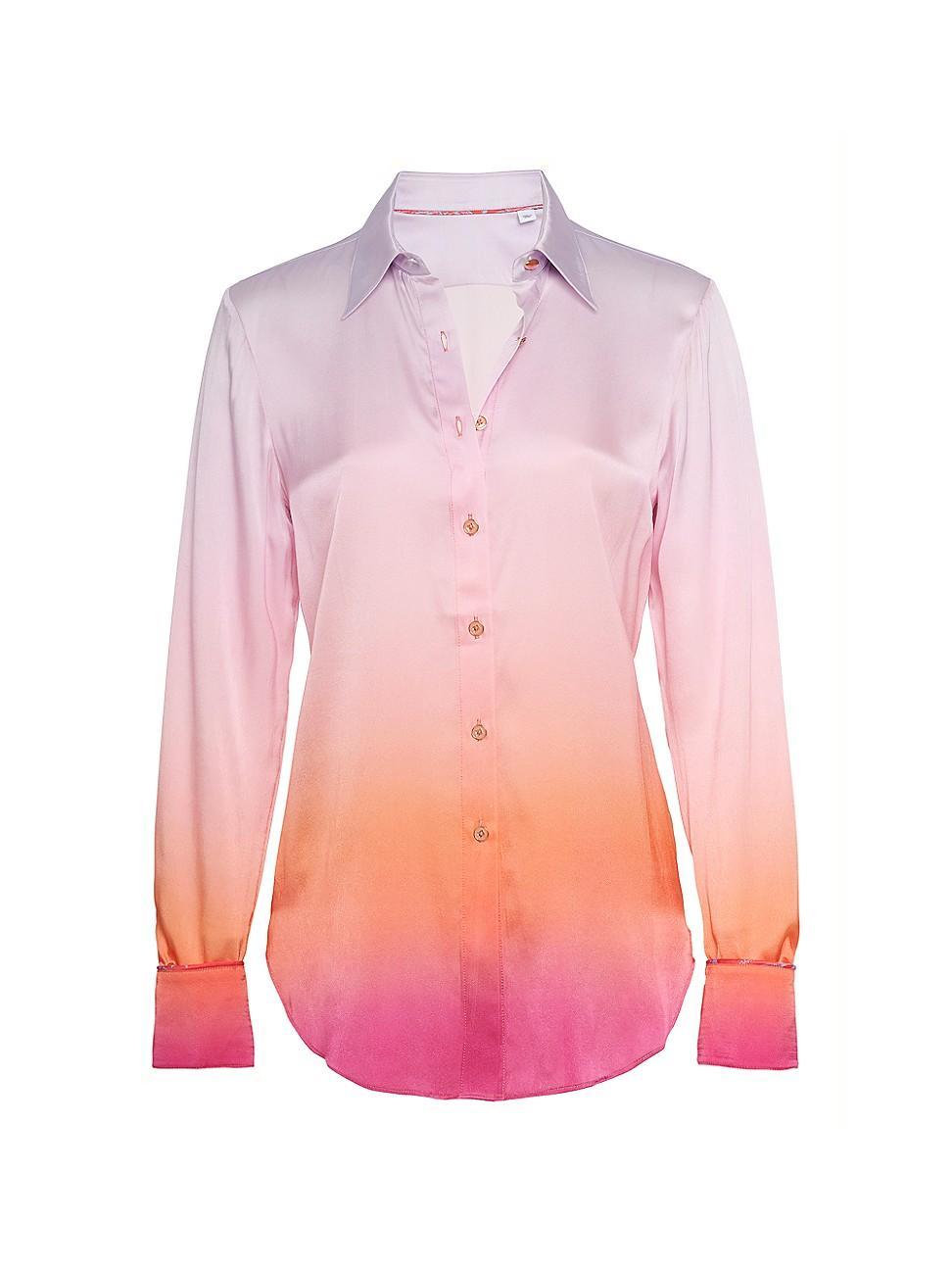 Womens Gabriella Silk-Blend Ombr Shirt Product Image