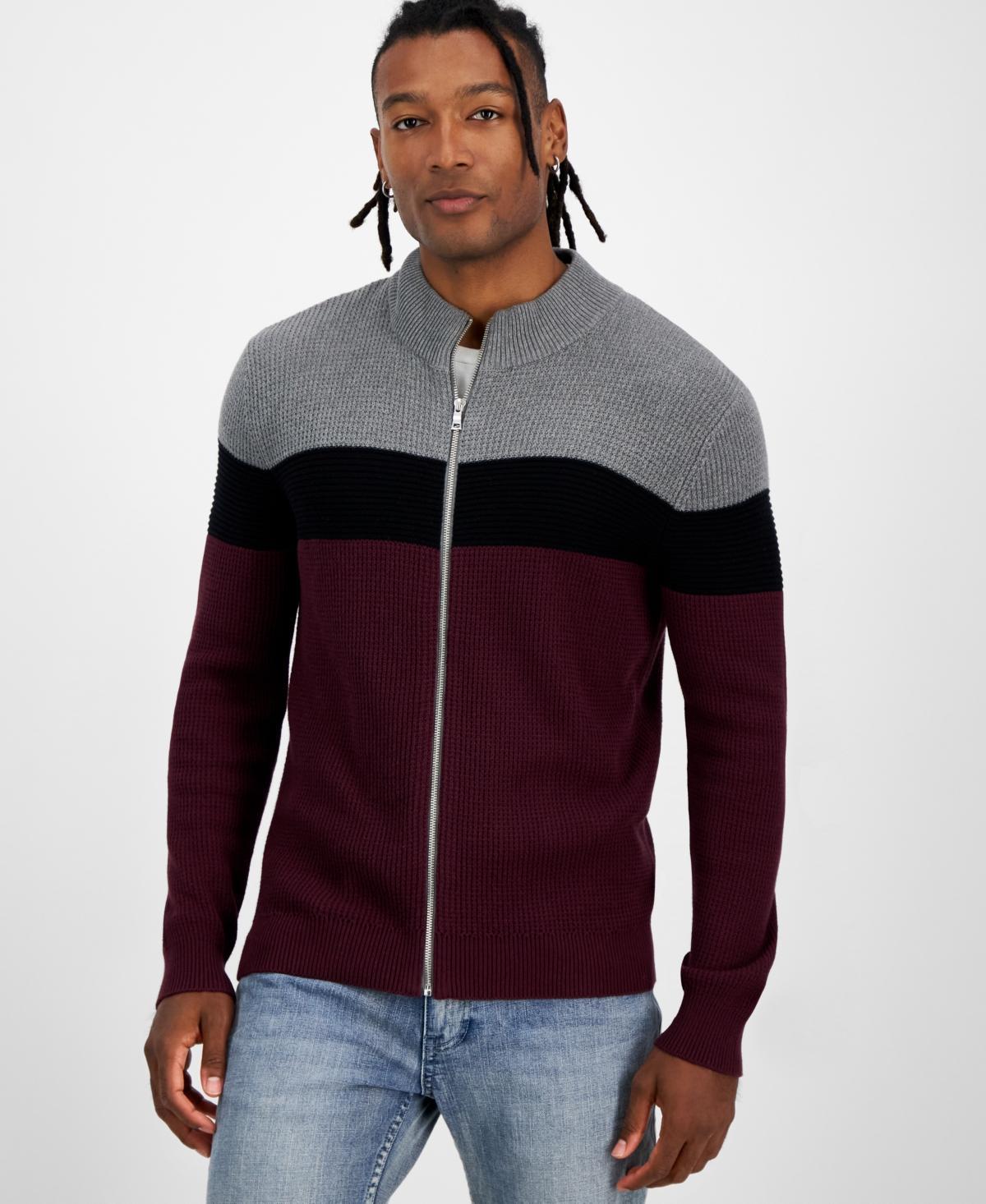 I.n.c. International Concepts Mens Cotton Colorblocked Full-Zip Sweater, Created for Macys Product Image