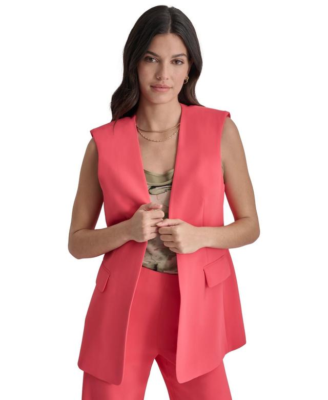 Women's Collarless Open-Front Sleeveless Blazer Product Image