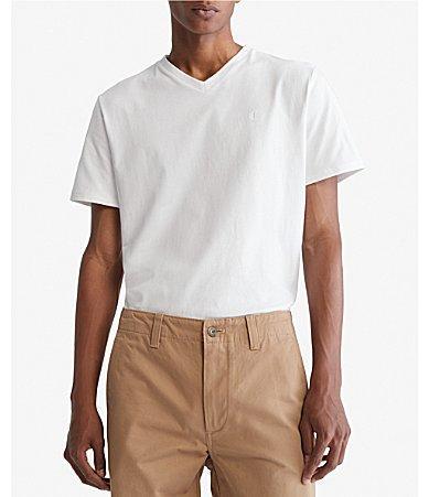 Calvin Klein Short Sleeve Smooth Cotton Solid V-Neck T Product Image