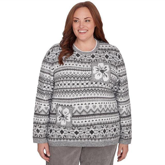 Plus Size Alfred Dunner Fairisle Biadere Patch Sweater, Womens Product Image