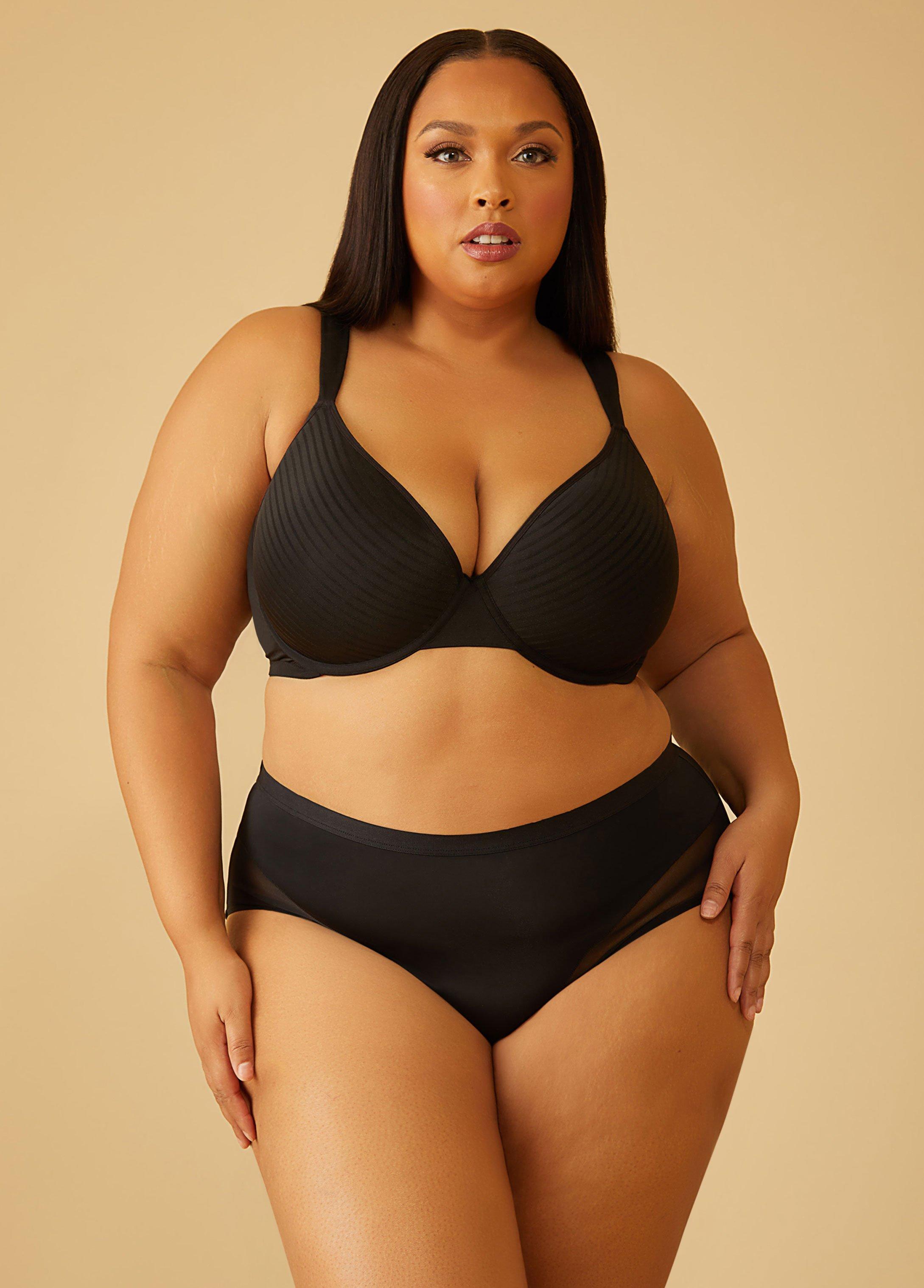 Plus Size Mesh Paneled High Cut Briefs Ashley Stewart Product Image