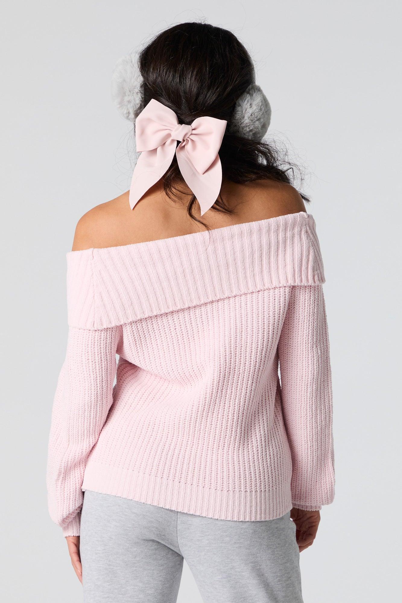 Ribbed Knit Off Shoulder Sweater Female Product Image