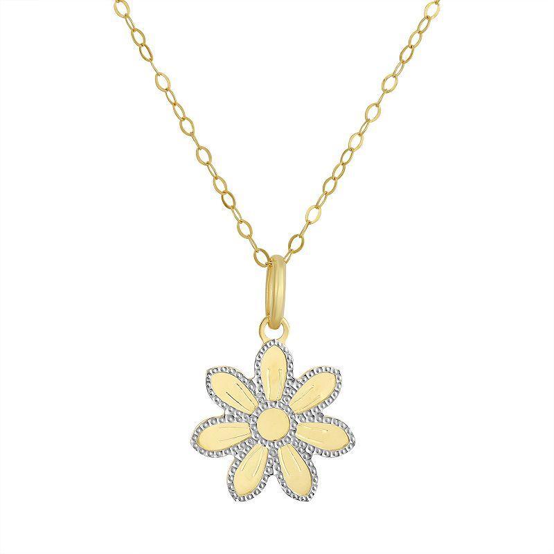 Taylor Grace Two-Tone 10k Gold Daisy Pendant Necklace, Womens 10k 2 Tone Product Image