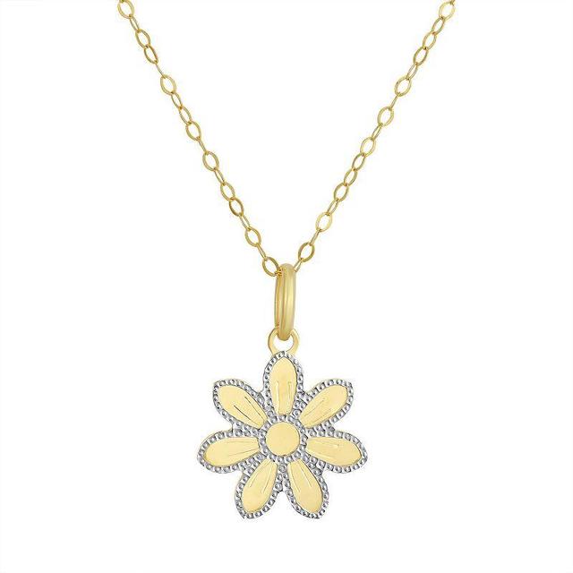 Taylor Grace Two-Tone 10k Gold Daisy Pendant Necklace, Womens 10k 2 Tone Product Image