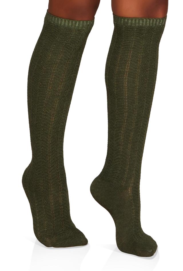 Womens Pointelle Knit Knee High Socks Size 9-11 Product Image