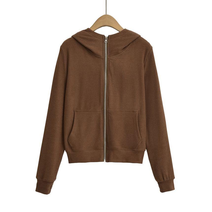 Stand Collar Plain Zip Hoodie product image