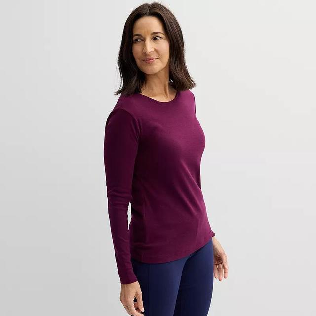 Petite Croft & Barrow Crewneck Long-Sleeve Tee, Womens Product Image