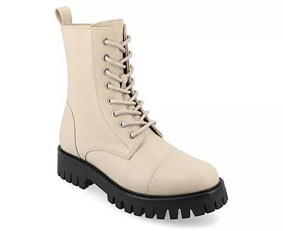 Journee Collection Womens Aaley Medium and Wide Width Lug Combat Bootie - Patent Product Image