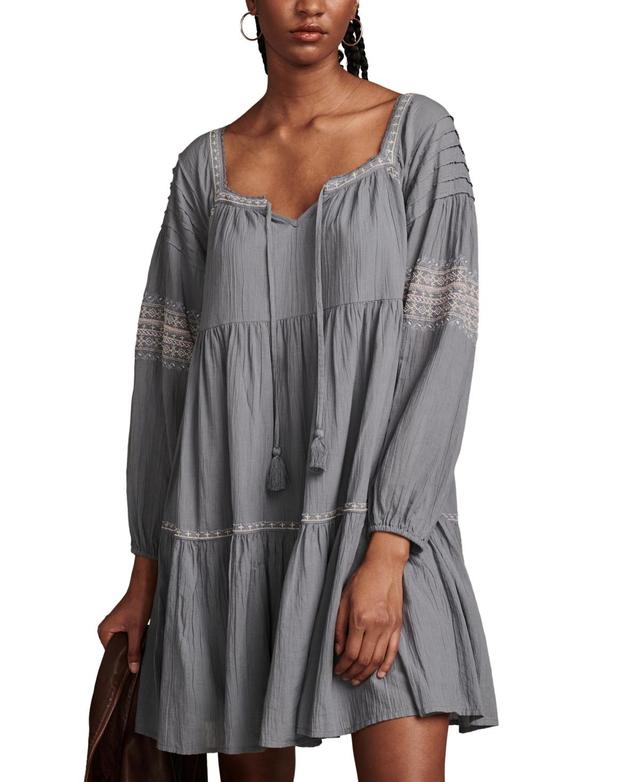 Lucky Brand Embroidered Tiered Long Sleeve Mini Women's Dress Product Image