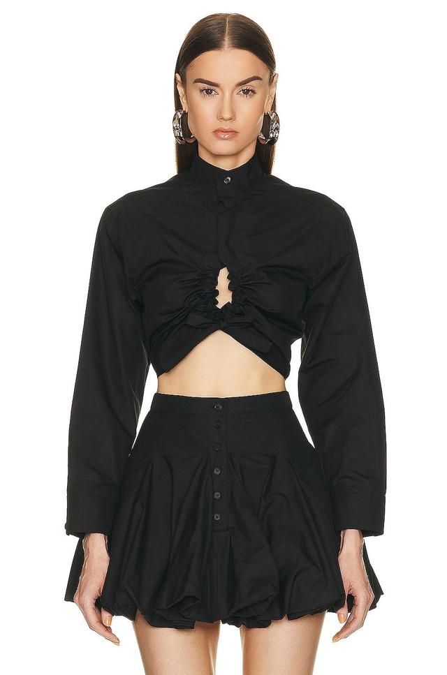 ALAÏA Cropped Shirt - Black. (also in ). Product Image