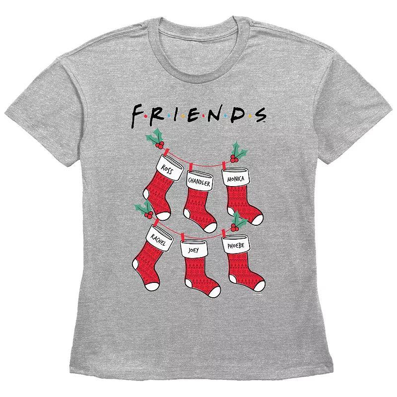 Womens Friends Christmas Stockings Graphic Tee Grey Gray Product Image