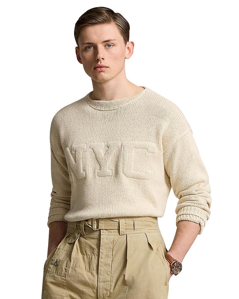 POLO RALPH LAUREN Men's Nyc Cotton & Linen-blend Sweater In Cream Product Image