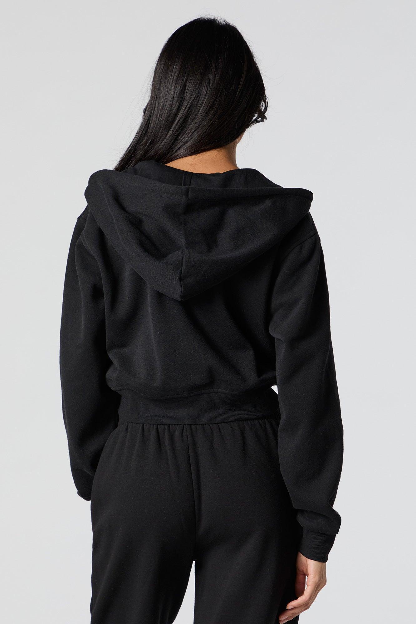 Fleece Zip-Up Cropped Hoodie Female Product Image