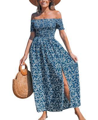 Women's Ditsy Off-Shoulder Maxi Beach Dress Product Image