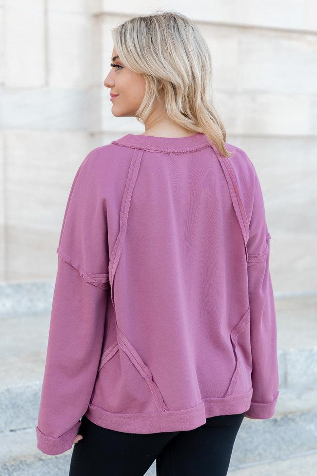 Up For Anything Berry French Terry Pullover Product Image