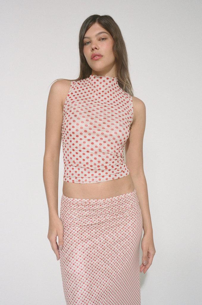 CAM TOP - WHITE POLKA DOT — WHITE POLKA DOT / XS Product Image