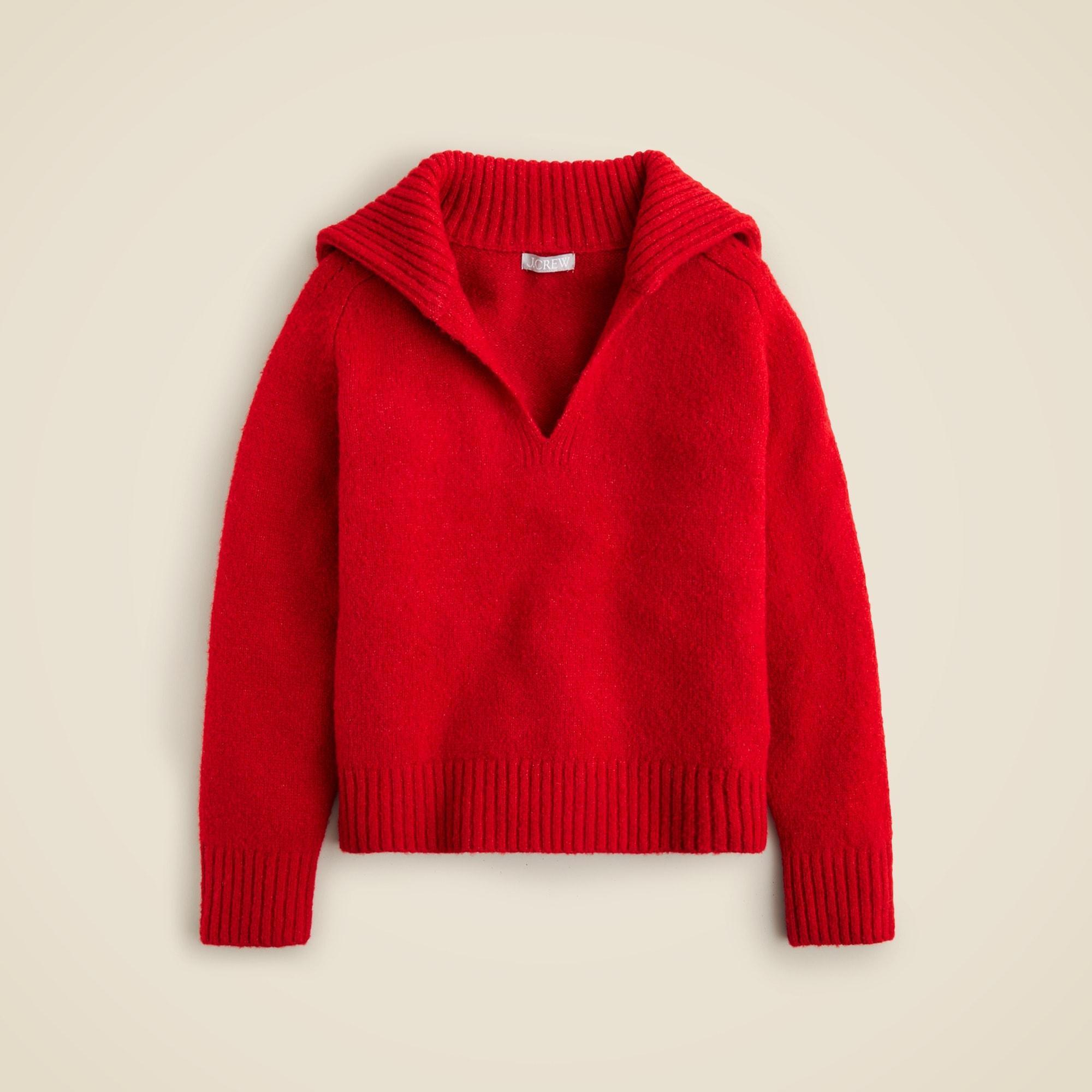 Johnny-collar sweater with ribbed trim Product Image