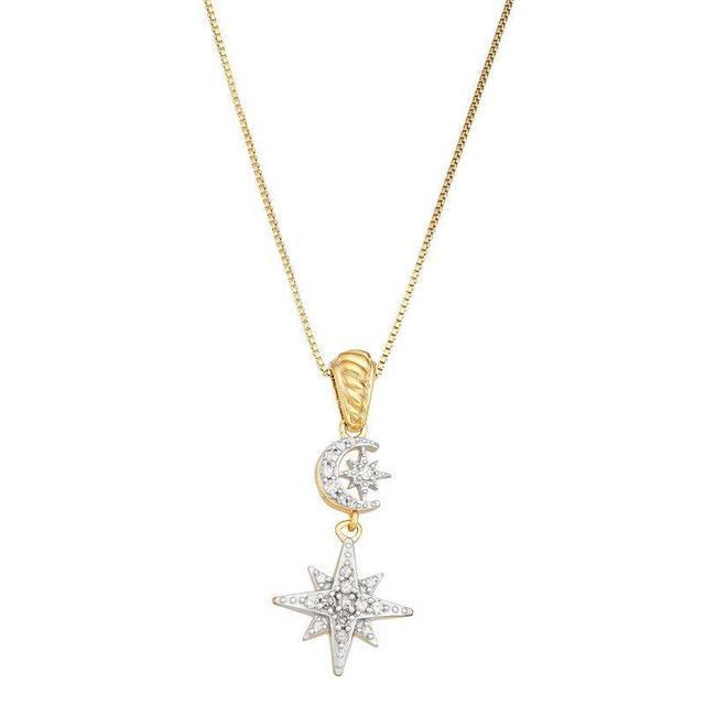 14k Gold Over Silver 1/5 Carat T.W. Diamond Starburst Pendant Necklace, Womens, Size: 18, Yellow Product Image