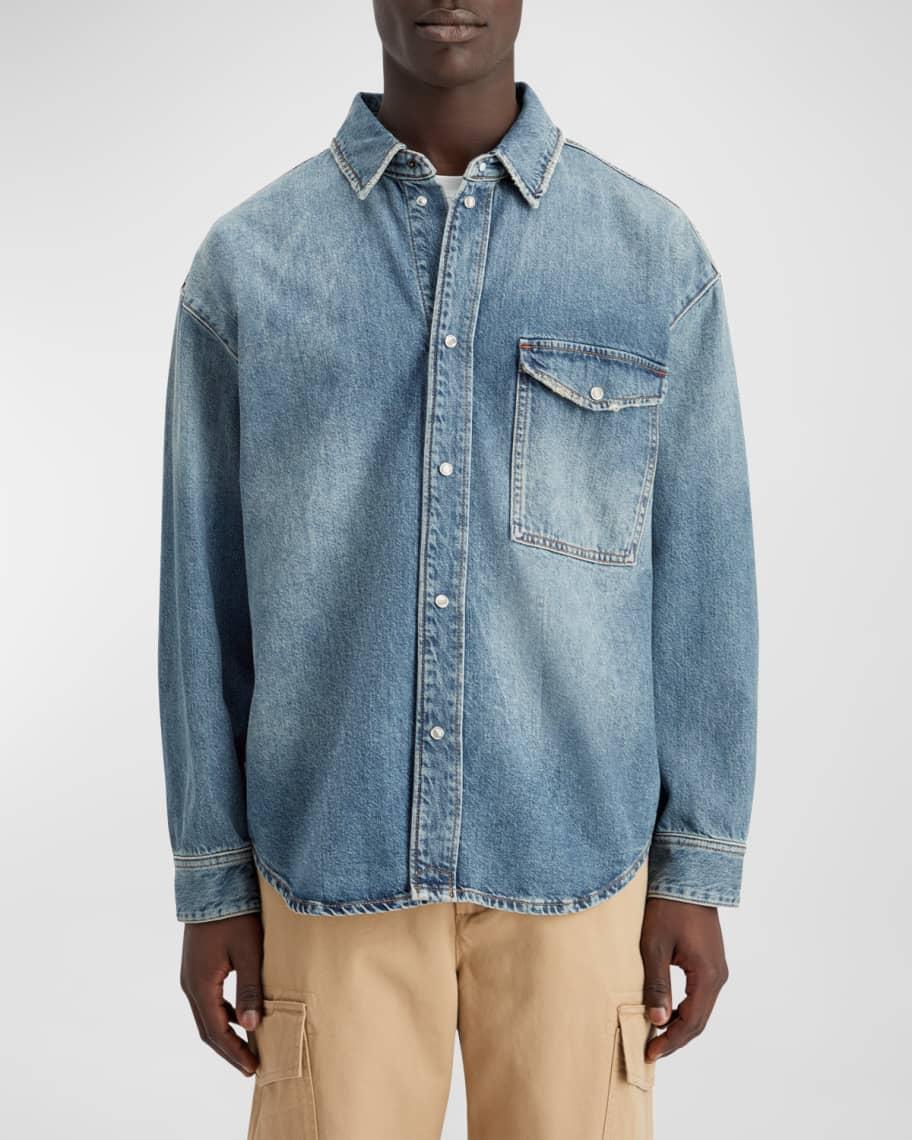 Mens Oversized Washed Denim Shirt Product Image