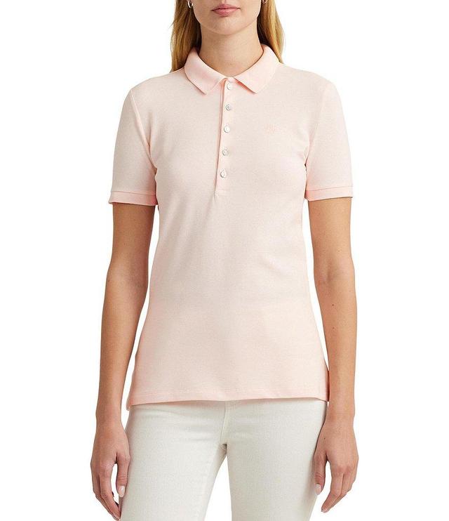 Lauren Ralph Lauren Ribbed Point Collar Short Sleeve Polo Shirt Product Image