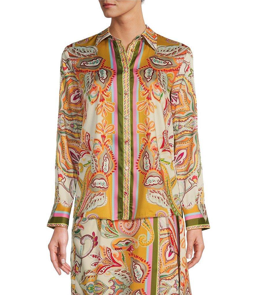 Antonio Melani Polina Paisley Long Sleeve Coordinating Button Down Blouse Product Image