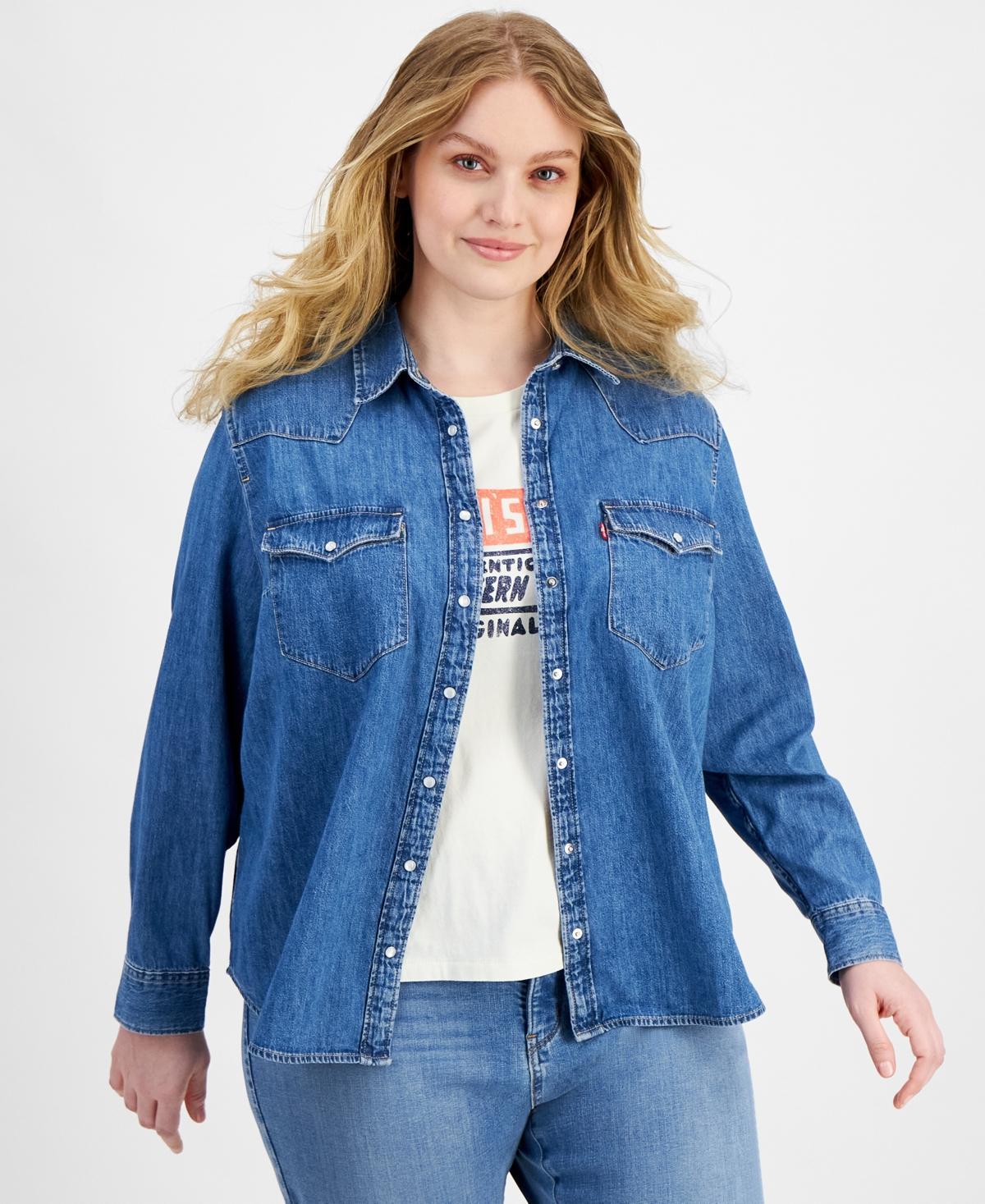 Levis Plus Size Button Front Long Sleeve Western Top Product Image