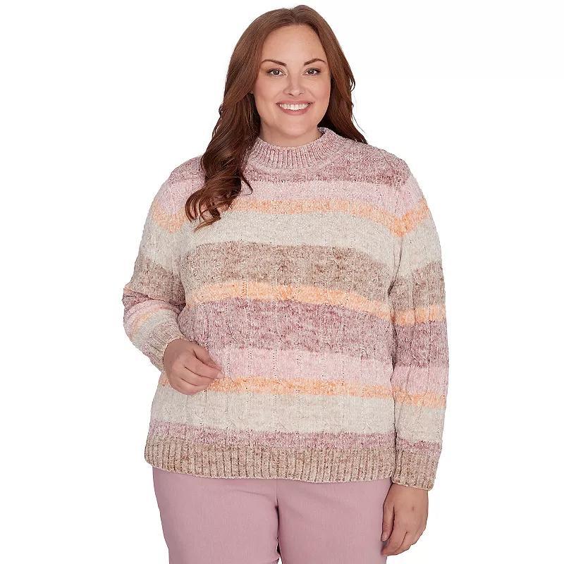 Plus Size Alfred Dunner Chenille Spray Dyed Striped Sweater, Womens product image