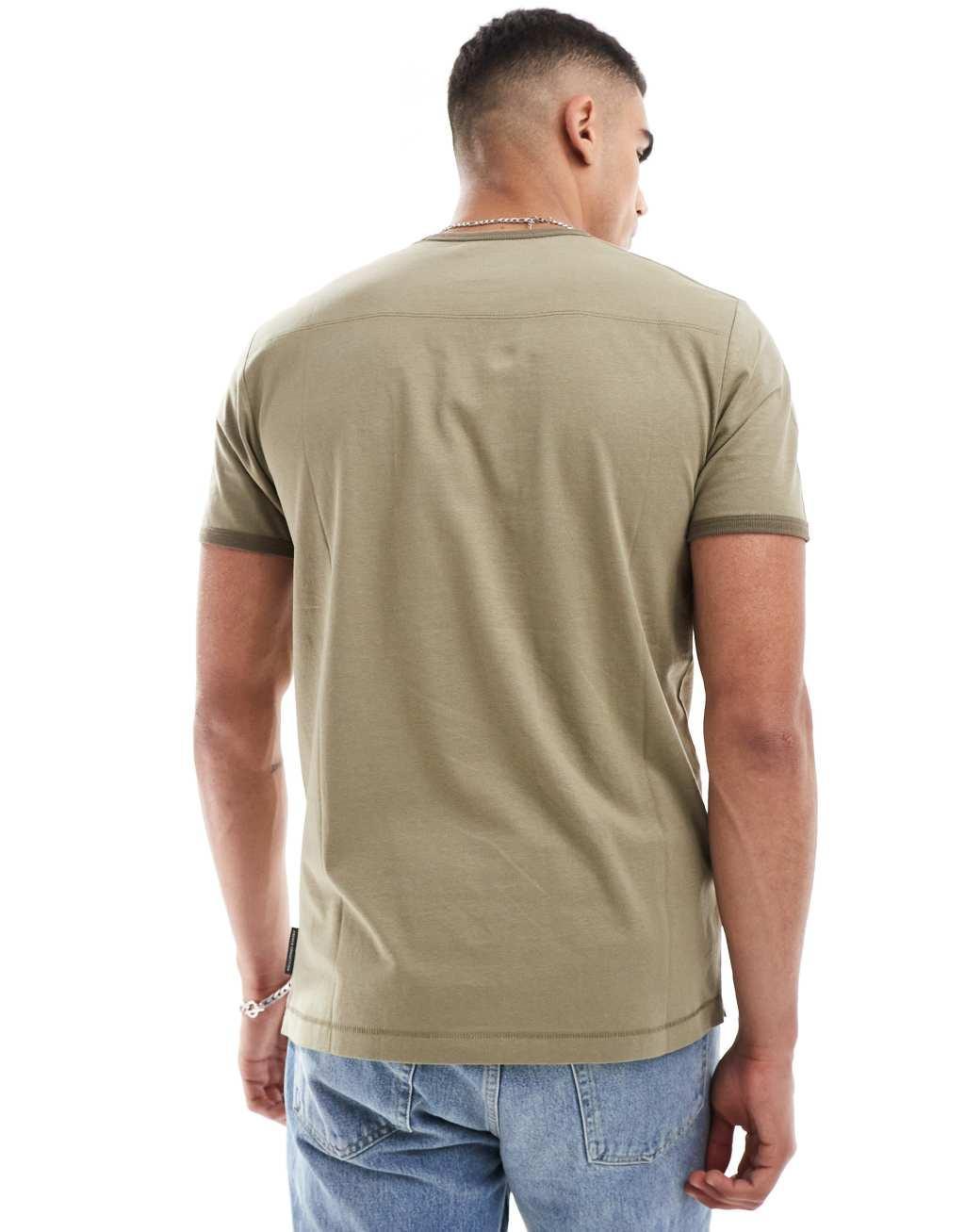 French Connection ringer T-shirt in khaki Product Image