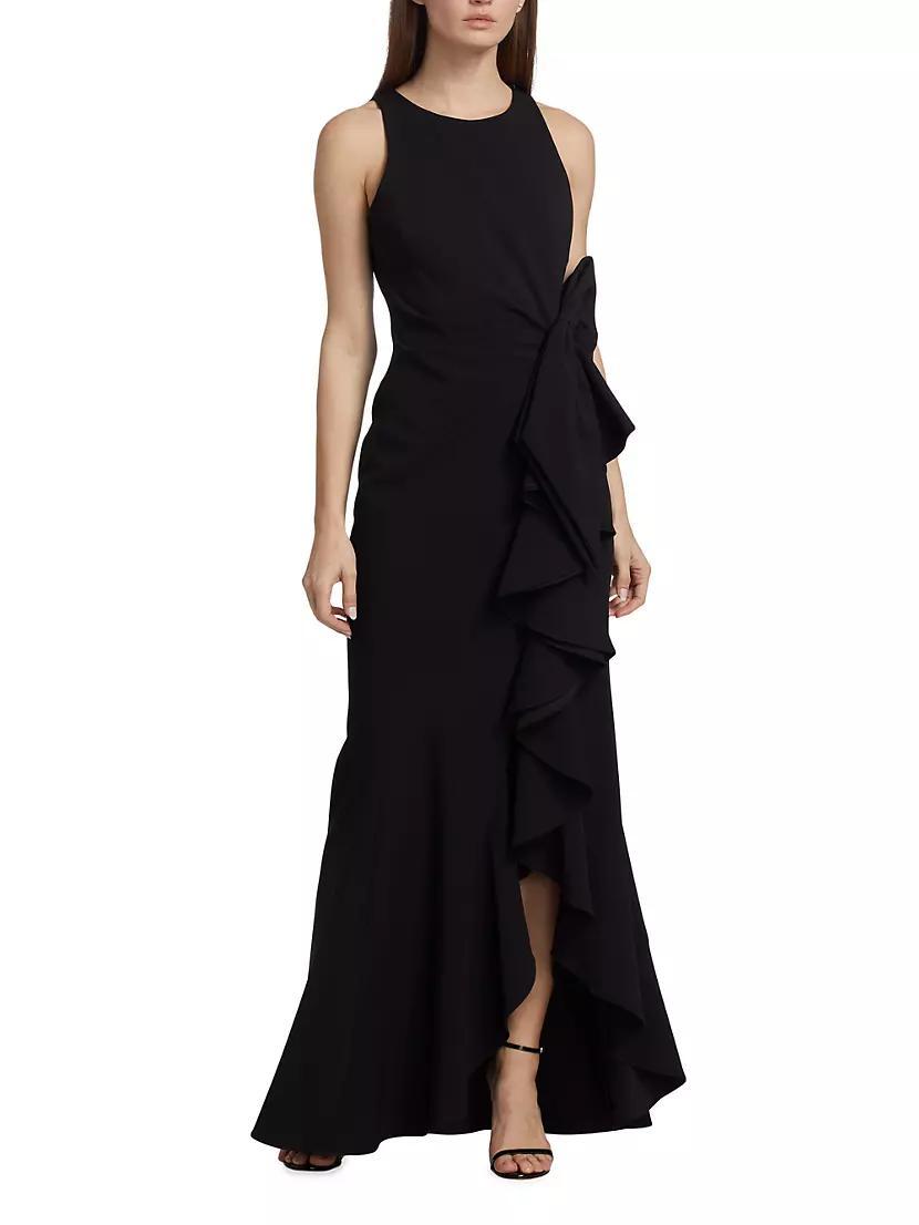 Odessa Asymmetric Sleeveless Column Ruffle-Skirt Gown Product Image