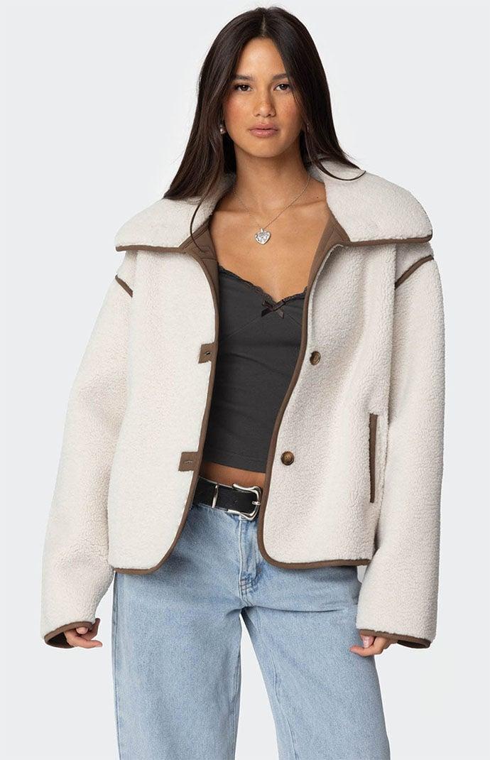 Edikted Womens Frost Oversized Faux Shearling Jacket product image