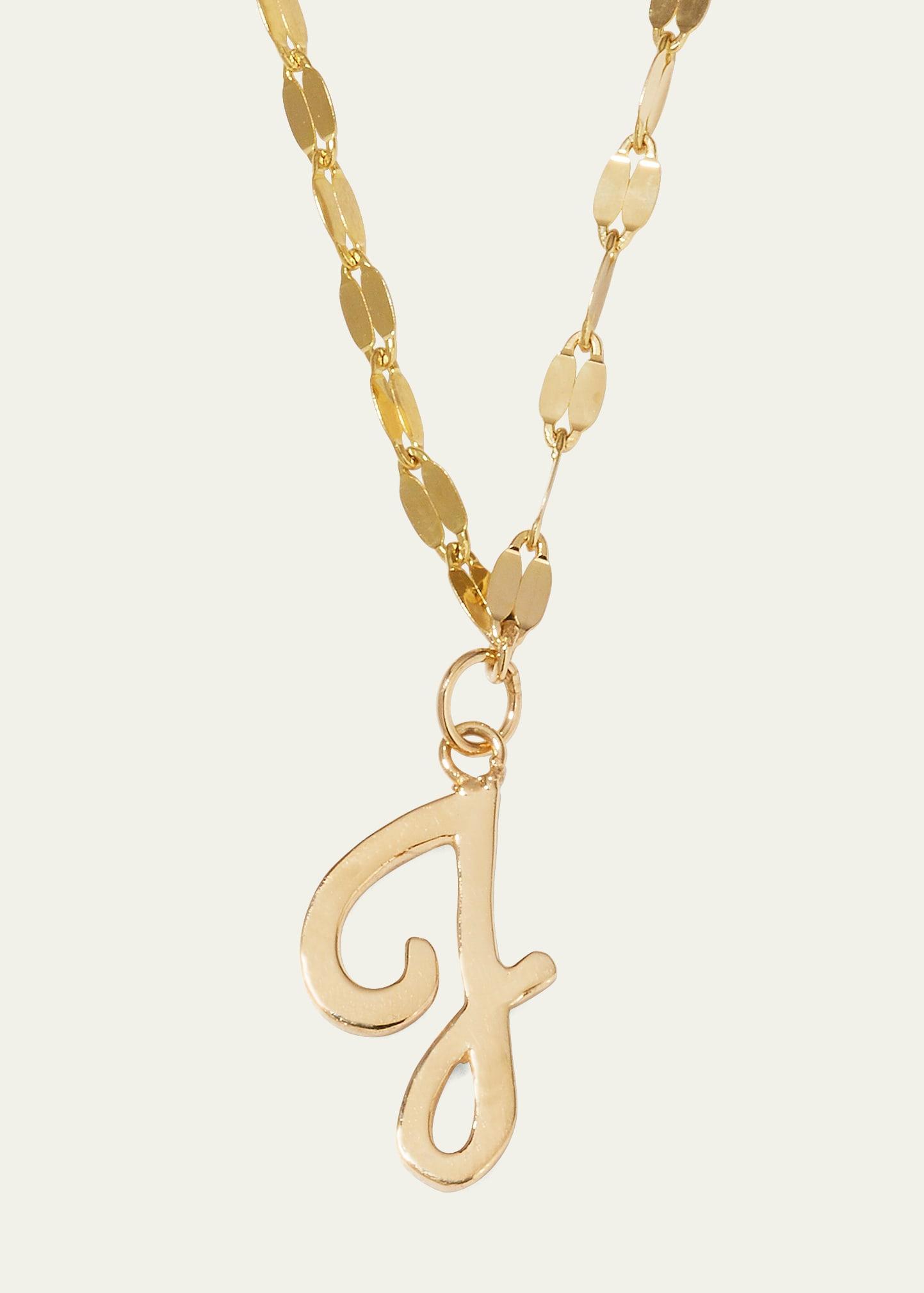 Womens 14K Yellow Gold Cursive Initial Pendant Necklace Product Image