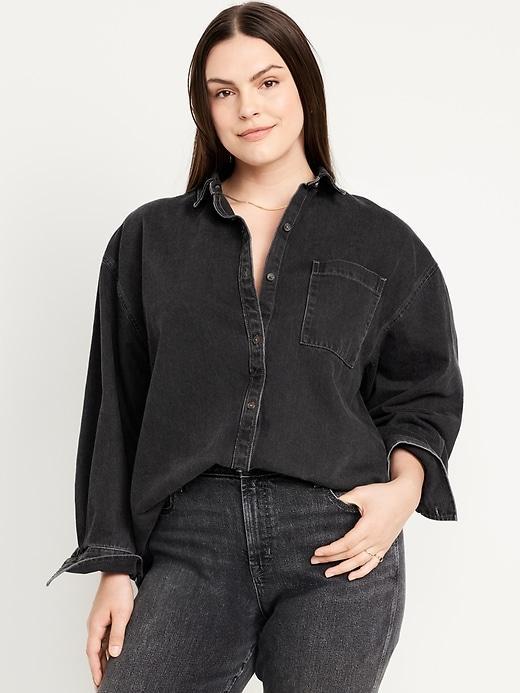 Boyfriend Button-Down Jean Tunic Product Image