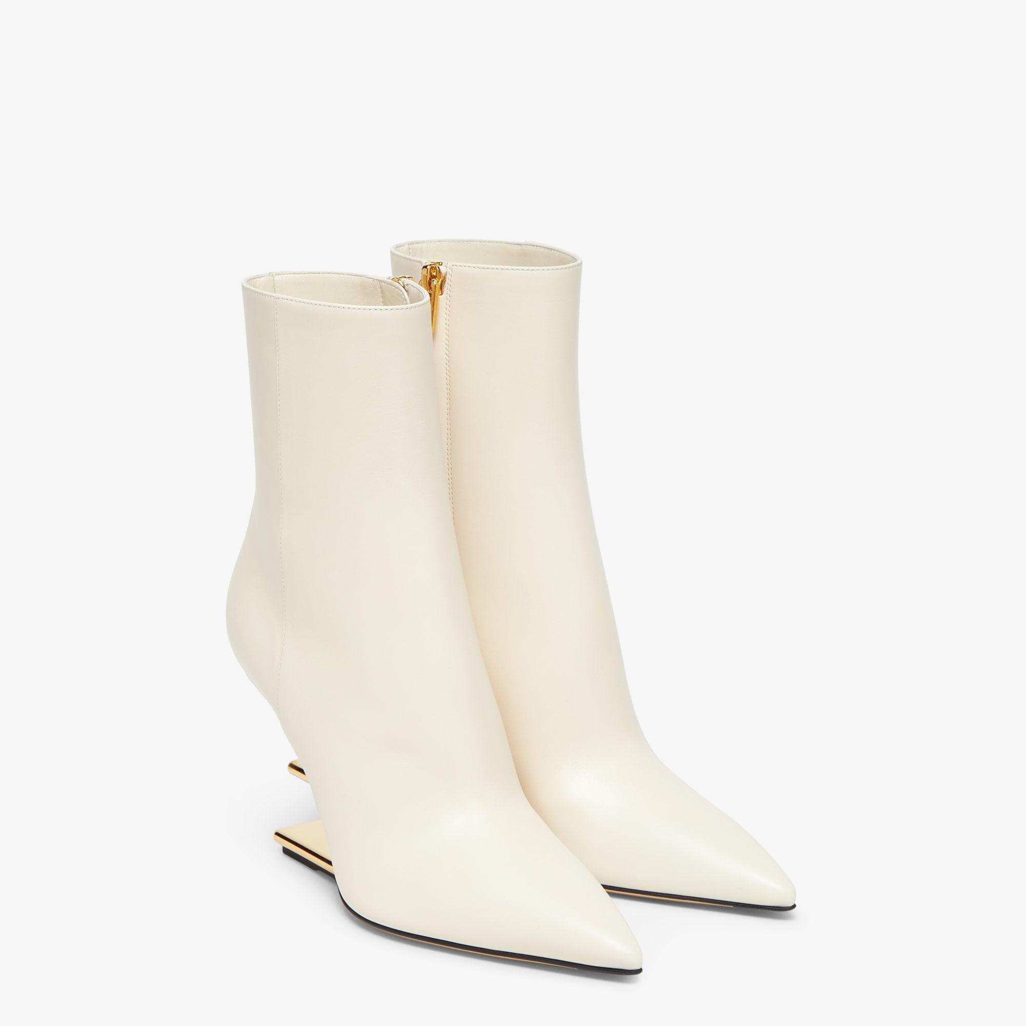 Fendi FirstWhite leather high-heeled ankle boots Product Image