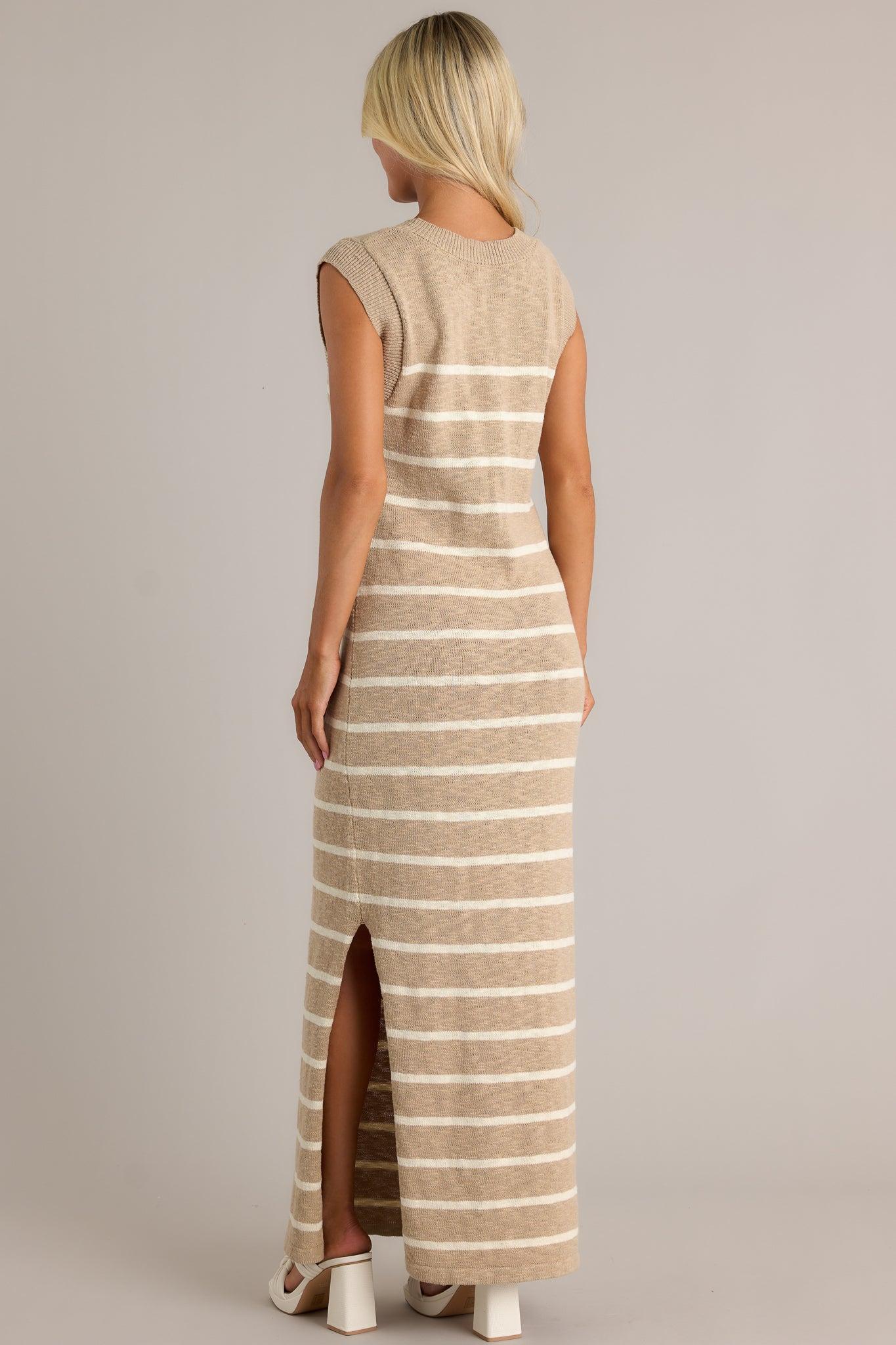 Neutral Grace Taupe Stripe Sleeveless Maxi Dress product image