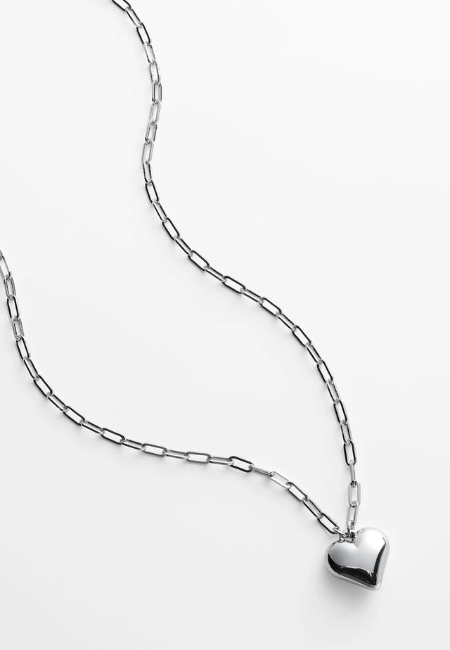 Silver Puffy Heart Pendant Necklace Product Image