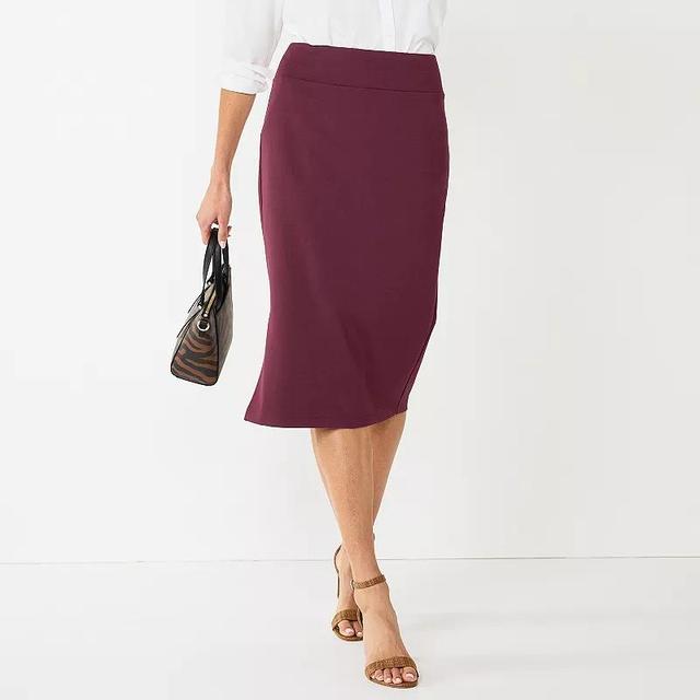 Womens Nine West Pull-On Ponte Pencil Skirt Red Merlot Product Image