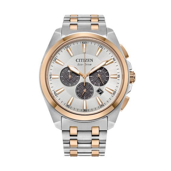 Men's Citizen Eco-DriveÂ® Two-Tone Classic Chronograph Watch with Silver-Tone Dial (Model: Ca4516-59A) Product Image