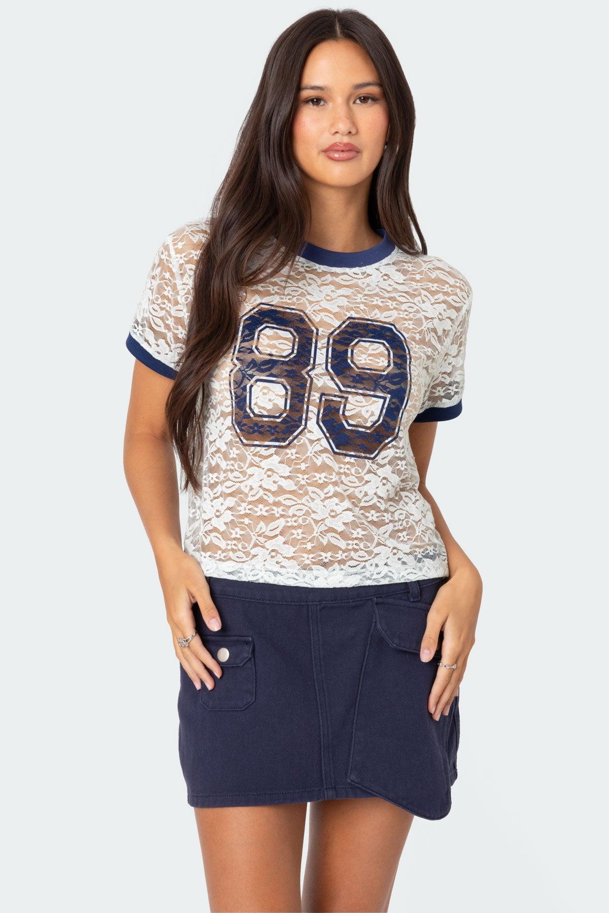 89 Sheer Lace T Shirt Product Image