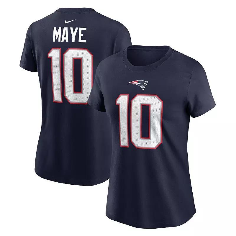 Womens Nike Drake Maye New England Patriots 2024 NFL Draft First Round Pick Name & Number T-Shirt Blue Product Image