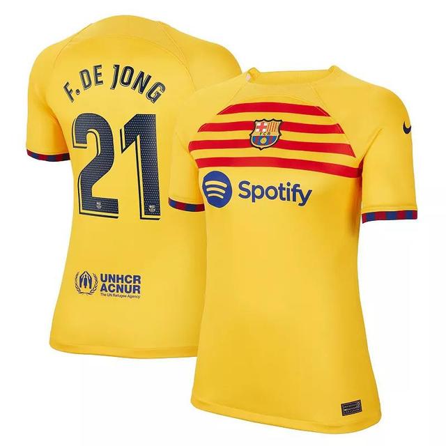 Womens Nike Frenkie de Jong Yellow Barcelona 2022/23 Fourth Breathe Stadium Replica Player Jersey Product Image