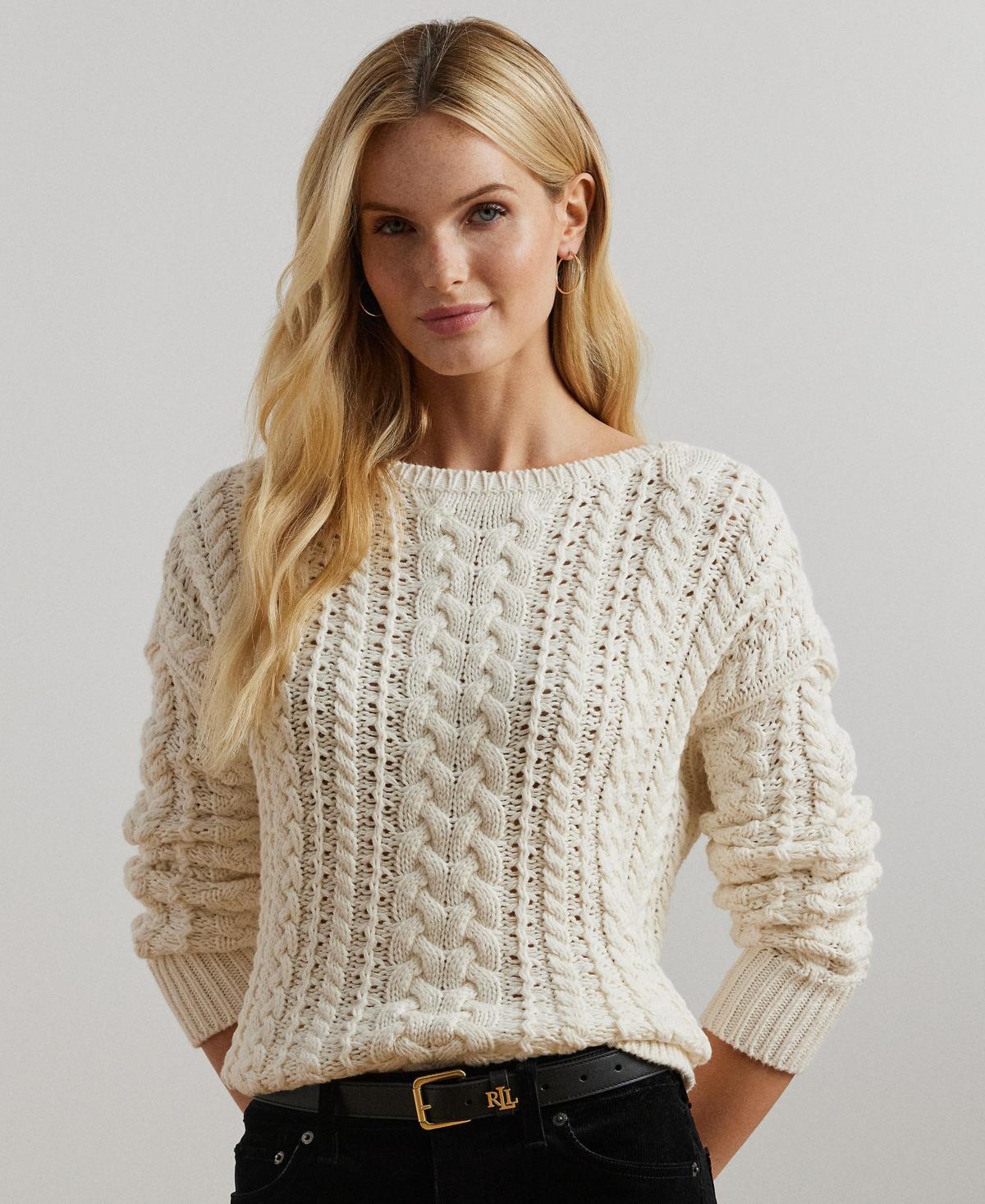 Lauren Ralph Lauren Womens Cable-Knit Cotton-Blend Sweater product image