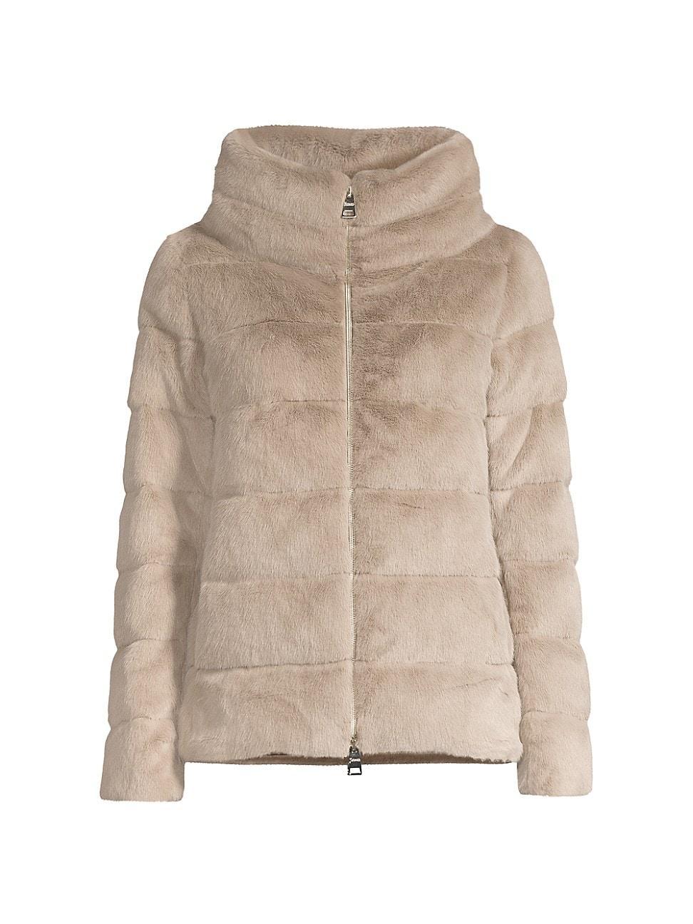 Womens Faux-Fur Teddy Down Jacket Product Image