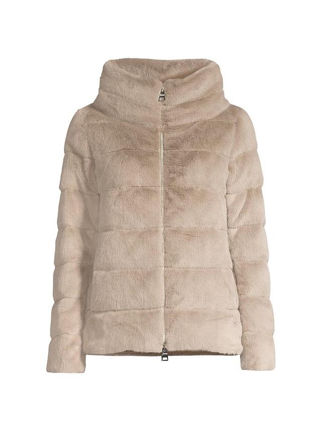 Womens Faux-Fur Teddy Down Jacket Product Image