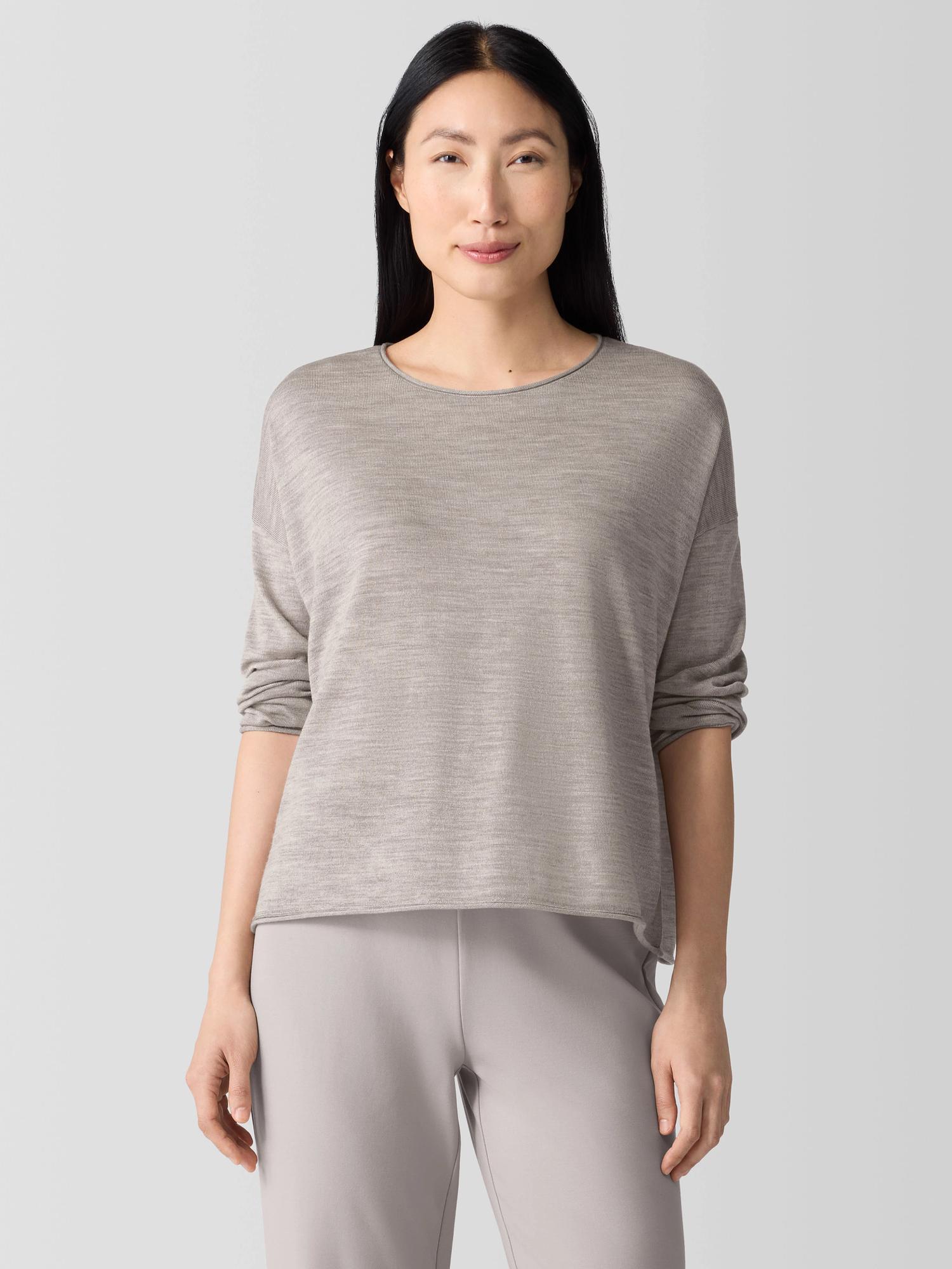 EILEEN FISHER Fine Merino Box-Top in Regenerative Woolfemale Product Image