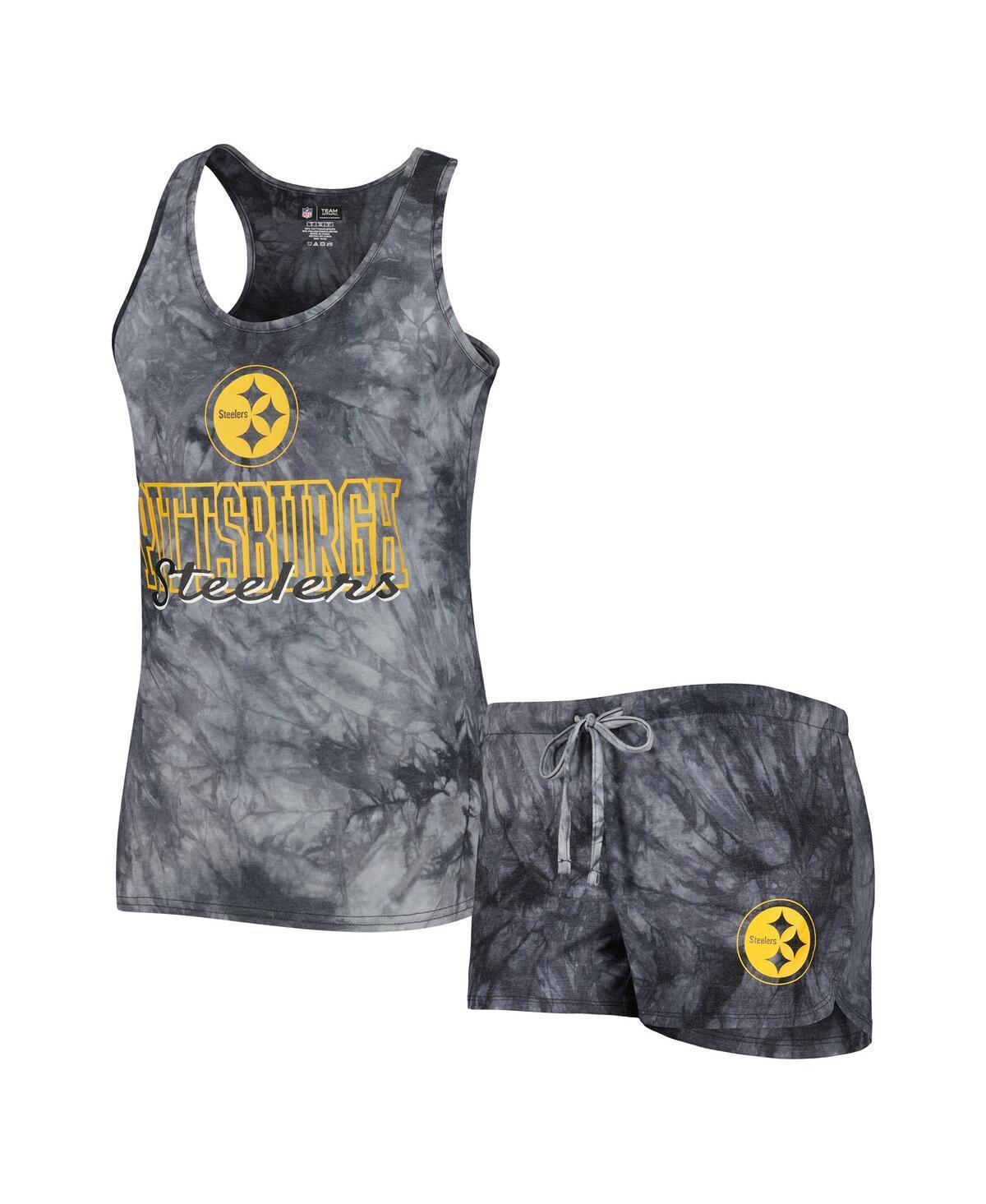 Womens Concepts Sport Charcoal Pittsburgh Steelers Billboard Scoop Neck Racerback Tank and Shorts Sleep Set Product Image