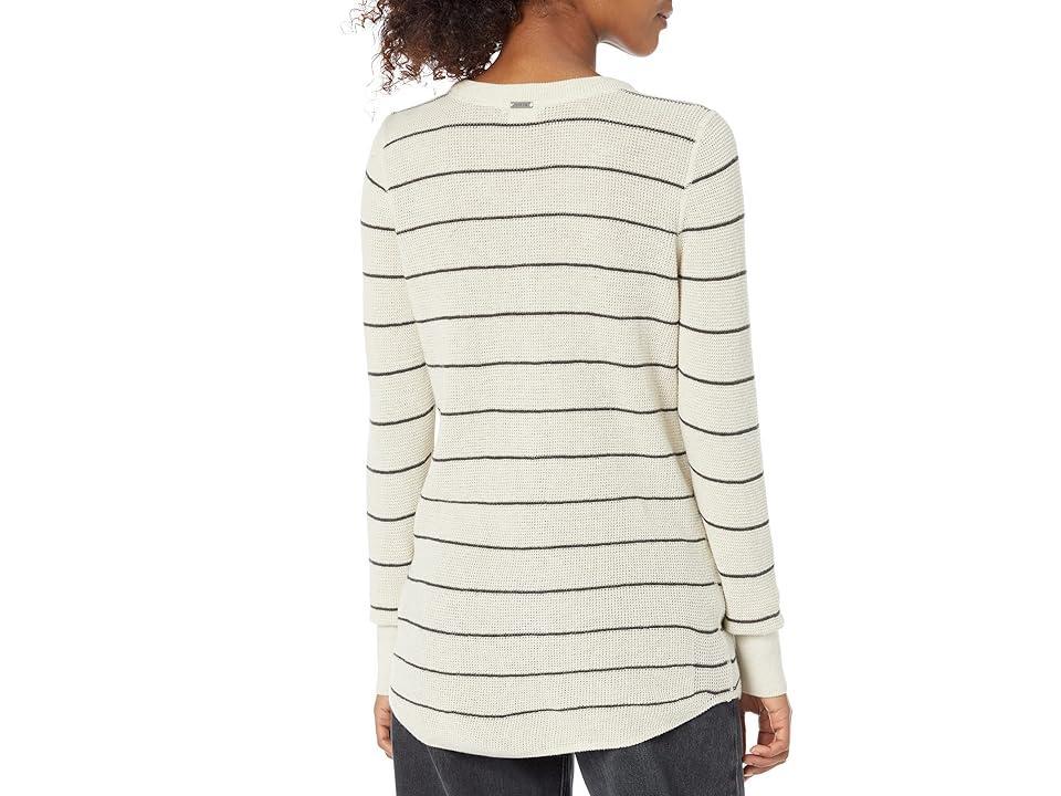 Prana Milani Henley (Oatmeal Stripe) Women's Clothing Product Image