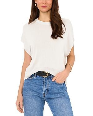 Vince Camuto Crew Neck Dropped Shoulder Short Sleeve Ribbed Trim Knit Sweater Product Image